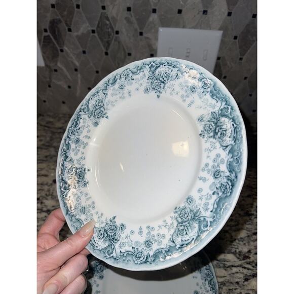 Pitcairns Limited Tunstall England Myrtle Dinner Plates 9" Set of 4 Atq Blue Whi - Picture 8 of 11